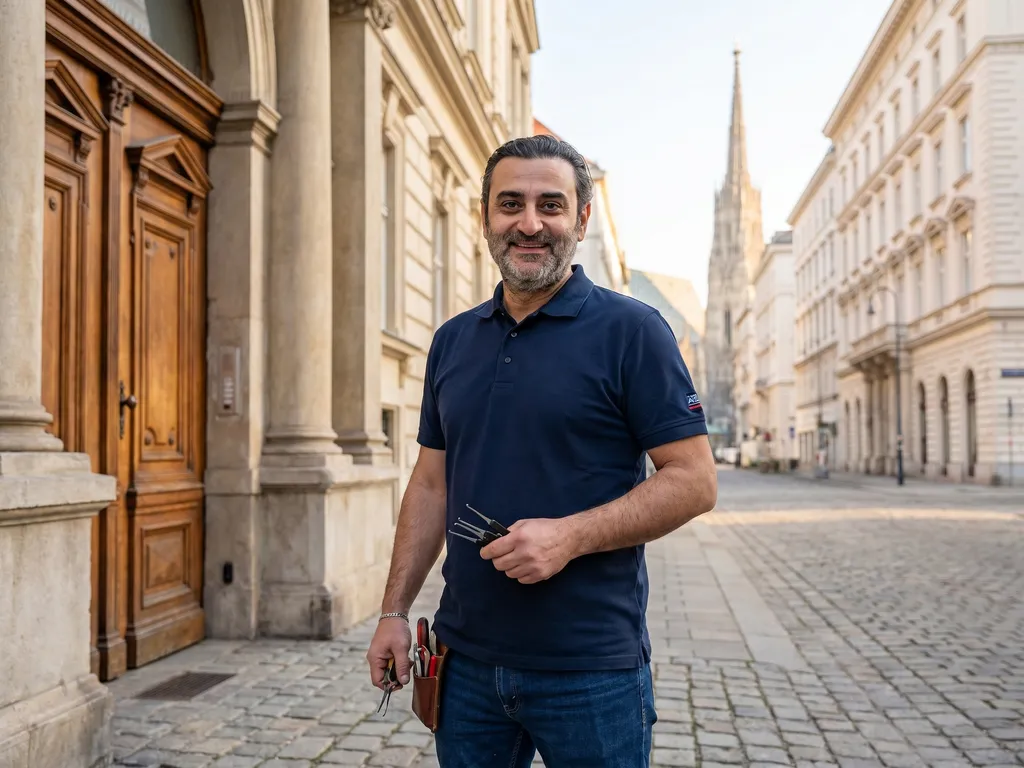 Herr Haimov vom Schlüsseldienst Schlüsseldienst-Sofort in Wien 1010 Innere Stadt vor dem Stephansdom