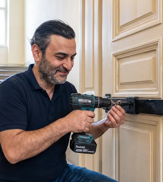 Herr Haimov vom Schlüsseldienst Schlüsseldienst-Sofort Wien bei der professionellen Arbeit